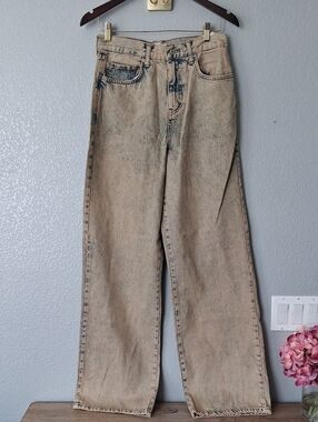 Wide Leg Acid Wash Jeans - Beige/Gray BNWOT